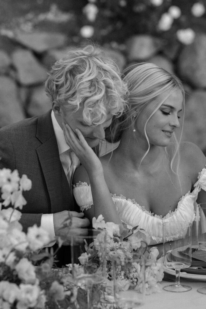 Documentary black and white wedding photo at Cielo Farms